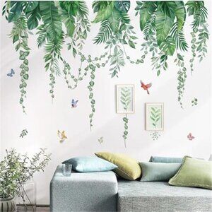 Green Tropical Palm Leaf Wall Decals Peel Stick Vines Bedroom Decor